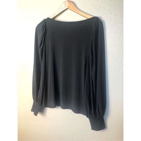 New Ann Taylor Top Womens  Black Puffed Long Sleeves Round  size S - Picture 3 of 12